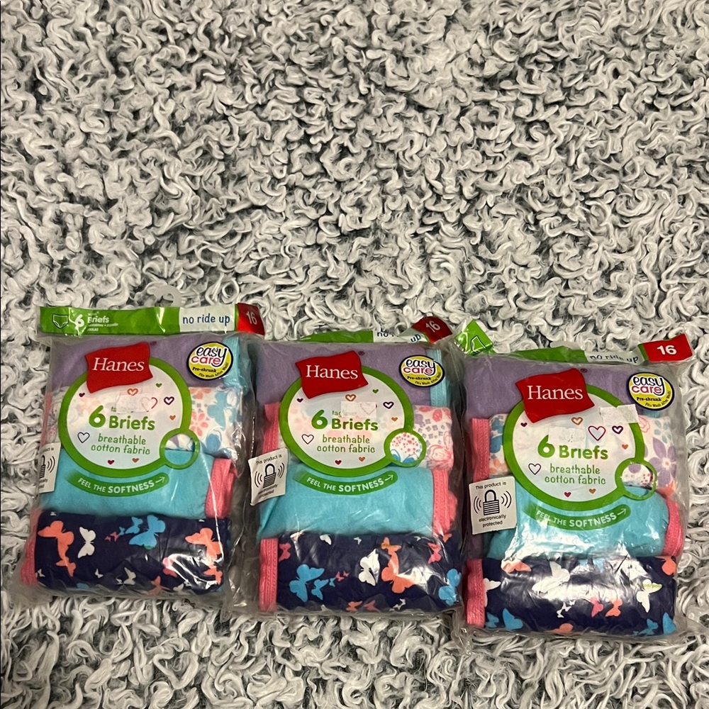 3 packs Hanes Girls 6-Pack Cotton Briefs